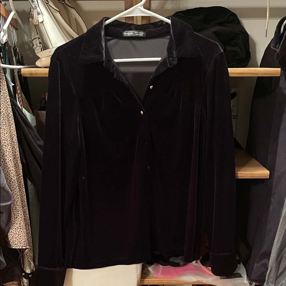 Dana Buchman Dark Velvet Button-Down Shirt